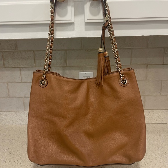 Tory Burch Brown Gold Chain Leather Shoulder Bag - Picture 4 of 10